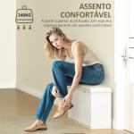 Banco Sapateira Móvel Sapateira Estreito com Assento Estofado 2 Caixas Rebatível e Painel de Ripas 104x26x47,5 cm Branco
