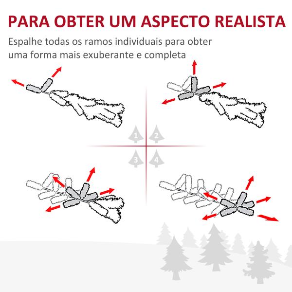 Árvore de Natal Artificial 210 cm Ignífugo com 199 Ramos de PVC Decoração de Natal para Interiores Branco