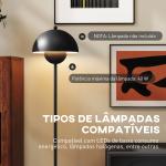 Candeeiro de Pé Moderno com Ecrã em Forma de Taça Refletora de Luz Interruptor de Pé Suporte E27 sem Lâmpada Ø35x155 cm Preto