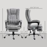Cadeira de Escritório com 6 Pontos de Massagem Giratória Encosto Reclinável 135º Função de Aquecimento 62x67x113 - 120 cm Cinza