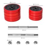 Conjunto de Halteres Ajustáveis HOMCOM 20 kg 2 em 1 — 8 Discos, 2 Barras e Extensor, Preto/Vermelho