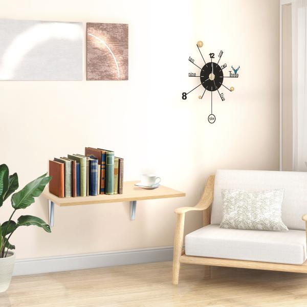 Mesa Dobrável de Parede Mesa Auxiliar Suspensa para Cozinha Sala de Jantar 60x40x20cm Madeira Natural