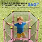 Trampolim para Crianças com Rede de Segurança e Estrutura de Aço para Interiores e Exteriores Carga 50kg Ø140x190 cm Rosa