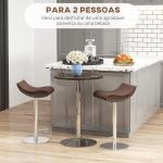 Mesa Alta Cozinha Mesa Alta Bar Redonda para 2 Pessoas Altura Ajustável Tampo Giratório 360° 60x60x91 cm Nogueira