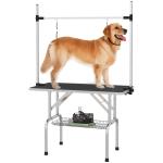 Mesa de Tosquia para Cães Dobrável com Prateleira de Armazenamento e Altura Ajustável 20 - 80 cm 107x60x170 cm Preto