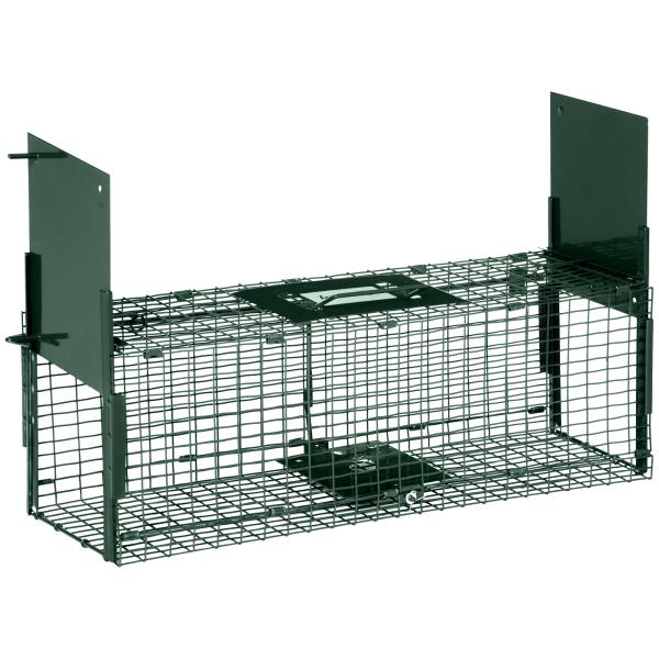 Armadilha para Animais Vivos 60x18x20 cm com 2 Portas, Pega e Estrutura em Aço para Ratos e Roedores - Verde