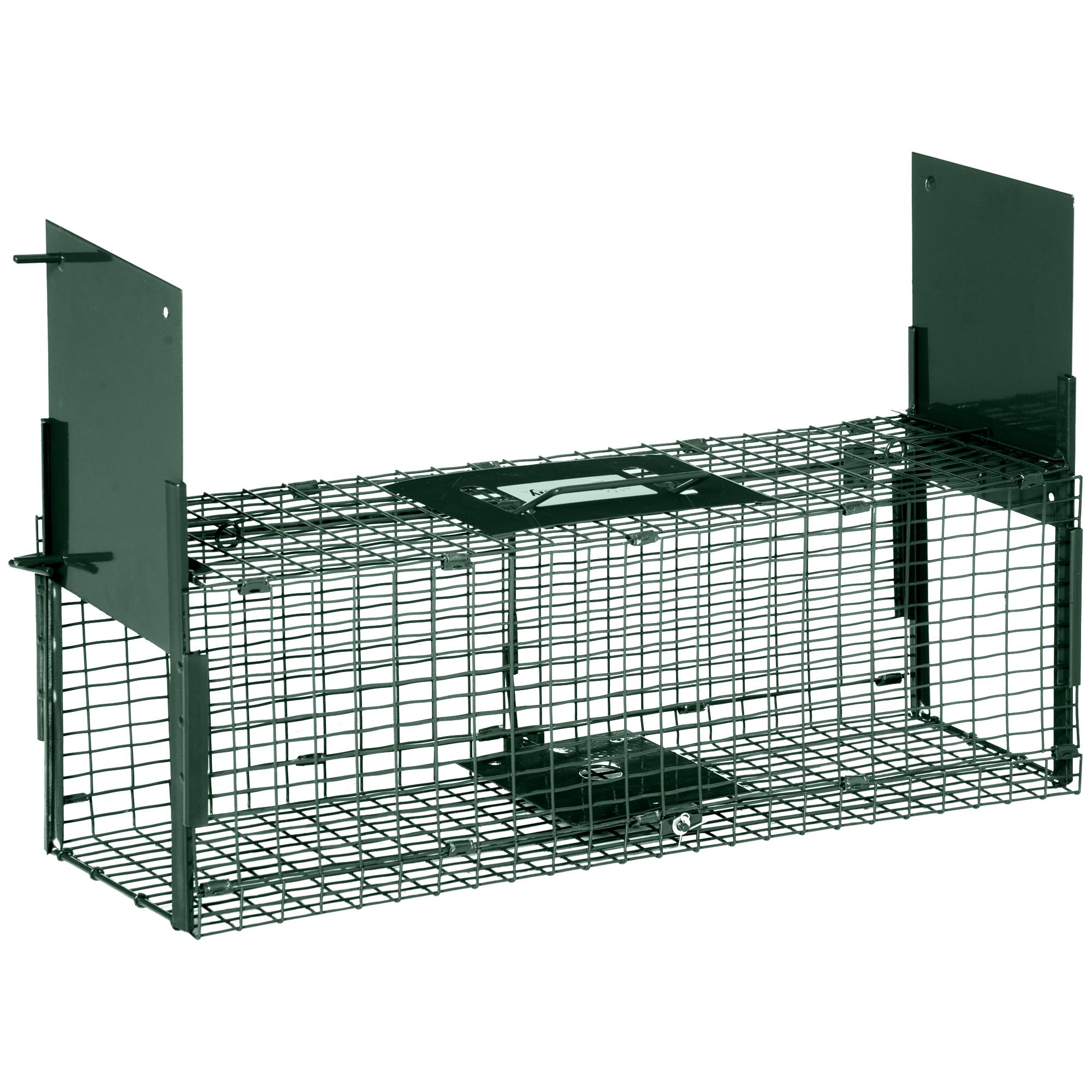 Armadilha para Animais Vivos 60x18x20 cm com 2 Portas, Pega e Estrutura em Aço para Ratos e Roedores - Verde