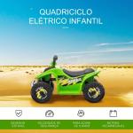 Quadriciclo Elétrico para Crianças de 18 - 36 Meses Quadriciclo a Bateria 6V com Avance e Retrocesso 72x40x45,5cm Verde
