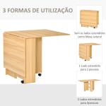 Mesa de Sala de Jantar Dobrável com Rodas Mesa Multifuncional para Sala de Jantar com 3 Formas 140x80x74cm Madeira