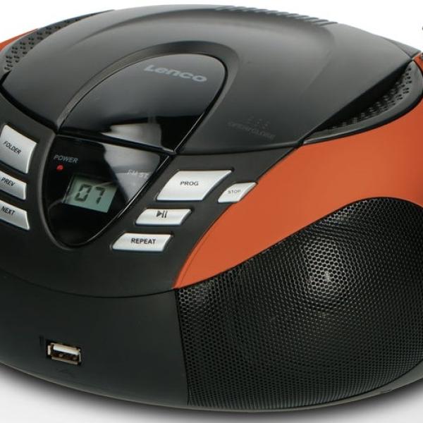 Rádio Portátil SCD 37 c/ Leitor de CDs e USB (Laranja) - LENCO