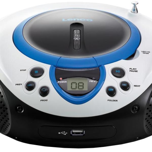 Rádio Portátil SCD 38 c/ Leitor de CDs e USB (Azul) - LENCO