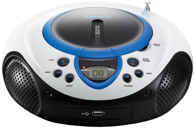Rádio Portátil SCD 38 c/ Leitor de CDs e USB (Azul) - LENCO