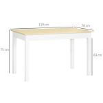 Mesa de Sala de Jantar de Madeira Retangular para 4 - 6 Pessoas Estilo Moderno 119x70x76 cm Carvalho e Branco