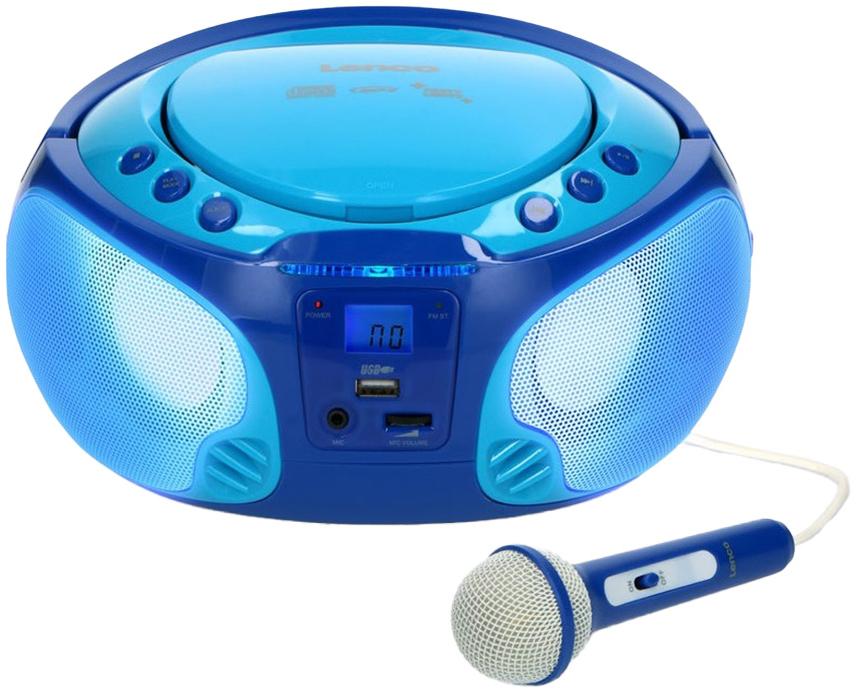 Rádio Portátil SCD 650 c/ Leitor de CDs e USB + Microfone (Azul) - LENCO