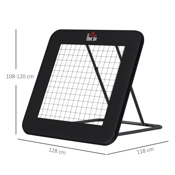 Rede de Rebote Dobrável com 4 Ângulos Ajustáveis para Treinamento de Futebol Beisebol 128x118x108 - 120cm Preto