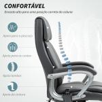 Cadeira de Escritório com Massagem Altura Ajustável Função de Aquecimento e Função de Inclinação 66x72x113 - 121 cm Cinzento Escuro