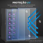 Cave de Vinhos 12 Garrafas com Dupla Refrigeração Termoelétrica Temperatura Ajustável 8 - 18℃ Porta de Vidro Anti - UV Ecrã LED Luz Interior Preto