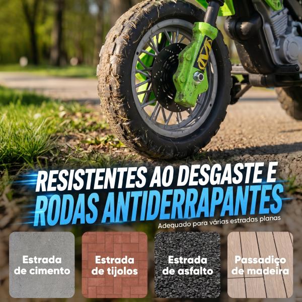 Mota Elétrica para Crianças 6V com Luzes e Música para Idades 3 - 6 Anos Verde