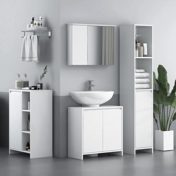 Móvel para Lavatório Pousar Moderno com Prateleira Anti - Tombo Carga 40 kg 60x30x60 cm Branco