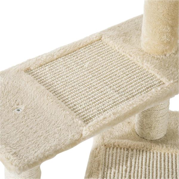 Árvore arranhador para gato com poste cama plataforma com cobertor veludo de sisal 50x50x100cm bege