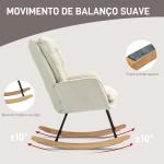 Poltrona Baloiço Estofada em Chenilla com Pés de Madeira de Faia e Apoio para os Braços para Lactância 71x98,5x97 cm Bege