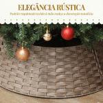 Saia para Árvore de Natal Rústica Entrançada, Cobre - Pé para Festas, Ø68x22 cm, Castanho