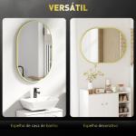 Espelho Casa de Banho 60x90 cm Espelho Decorativo de Parede com Estrutura de Alumínio Horizontal ou Vertical Dourado