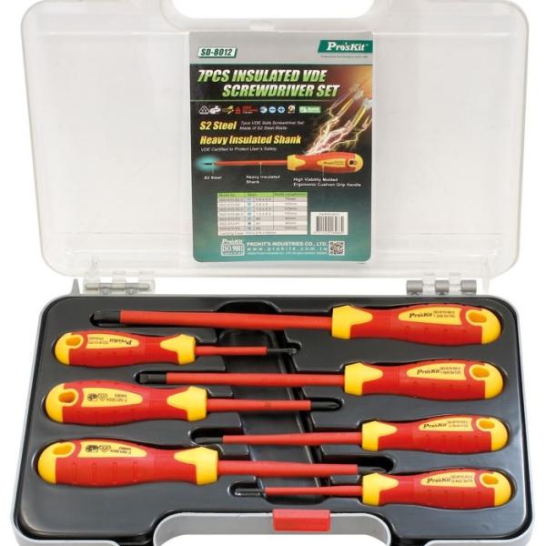 Conjunto de 7 Chaves Fendas / Cruz (Isoladas 1000V) - Proskit SD - 8012