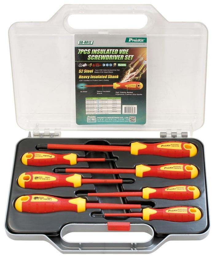Conjunto de 7 Chaves Fendas / Cruz (Isoladas 1000V) - Proskit SD - 8012