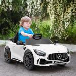 Carro Elétrico para Crianças Carro Mercedes - Benz AMG GTR com Bateria 12V Faróis Buzina e Música 108x67x46 cm Branco