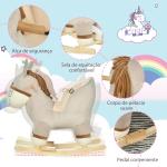 Baloiço Infantil em Forma de Burro para Bebés 18 - 36 Meses com Som Cinto de Segurança Apoio para os Pés 61x34x58 cm Cinza