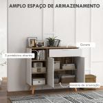Aparador Branco para Sala de Estar com 1 Gaveta 2 Portas de Fechamento Suave e Prateleiras Ajustáveis 95x35x85 cm Madeira
