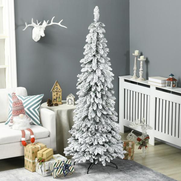 Árvore de Natal Artificial Nevada com 523 Ramos Suporte de Aço Dobrável Decoração para Casa Festas Ø74x180 cm Verde