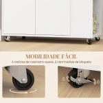 Carrinho de Cozinha com Rodas 2 Portas Prateleira Ajustável e Porta - Especiarias 75x40x80,5 cm Branco e Carvalho