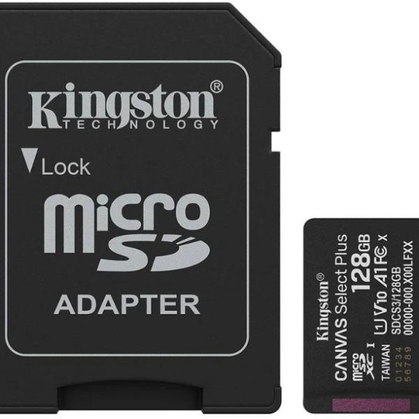 Cartão de Memória Canvas Select Plus Gen3 128GB MicroSDXC UHS - I Classe 10 + Adaptador - KINGSTON