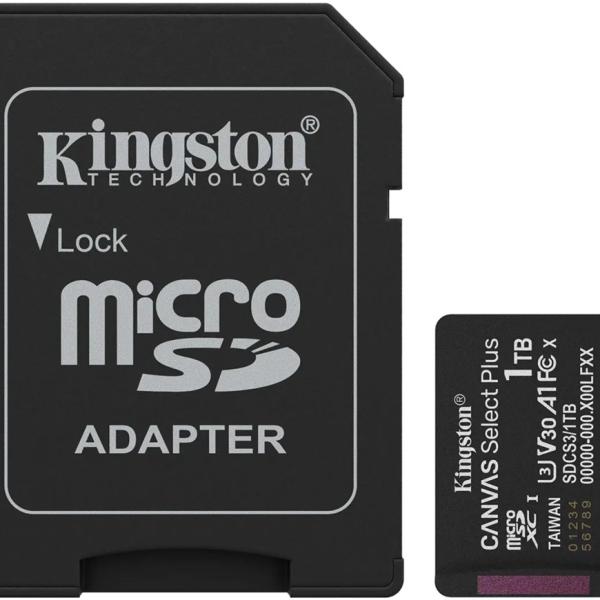 Cartão de Memória Canvas Select Plus Gen3 1TB MicroSDXC UHS - I Classe 10 + Adaptador - KINGSTON