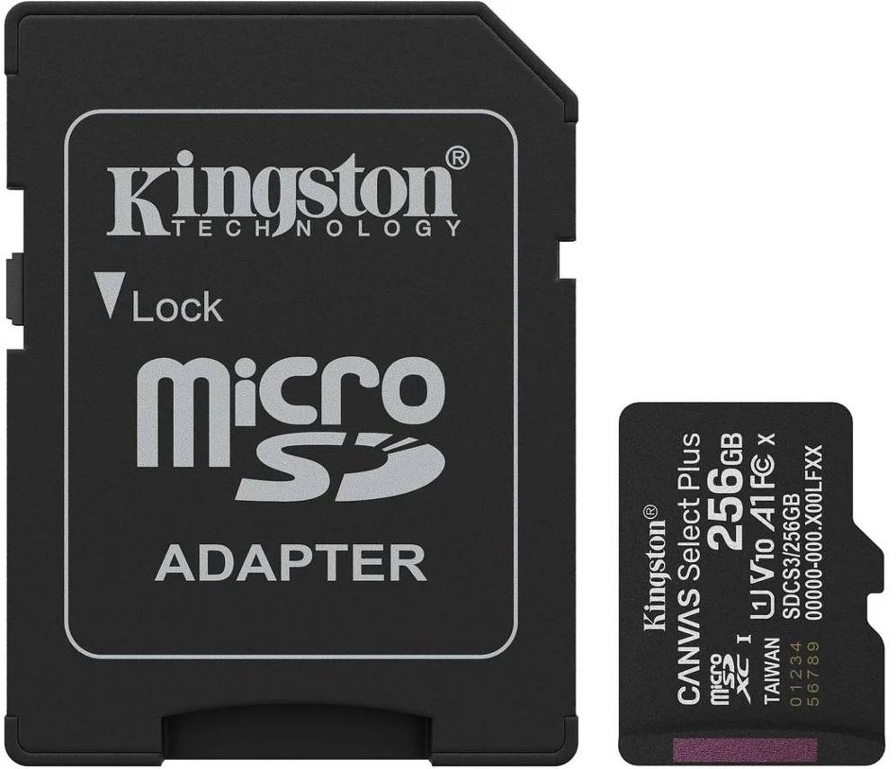 Cartão de Memória Canvas Select Plus Gen3 256GB MicroSDXC UHS - I Classe 10 + Adaptador - KINGSTON