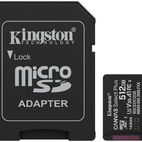 Cartão de Memória Canvas Select Plus Gen3 512GB MicroSDXC UHS - I Classe 10 + Adaptador - KINGSTON