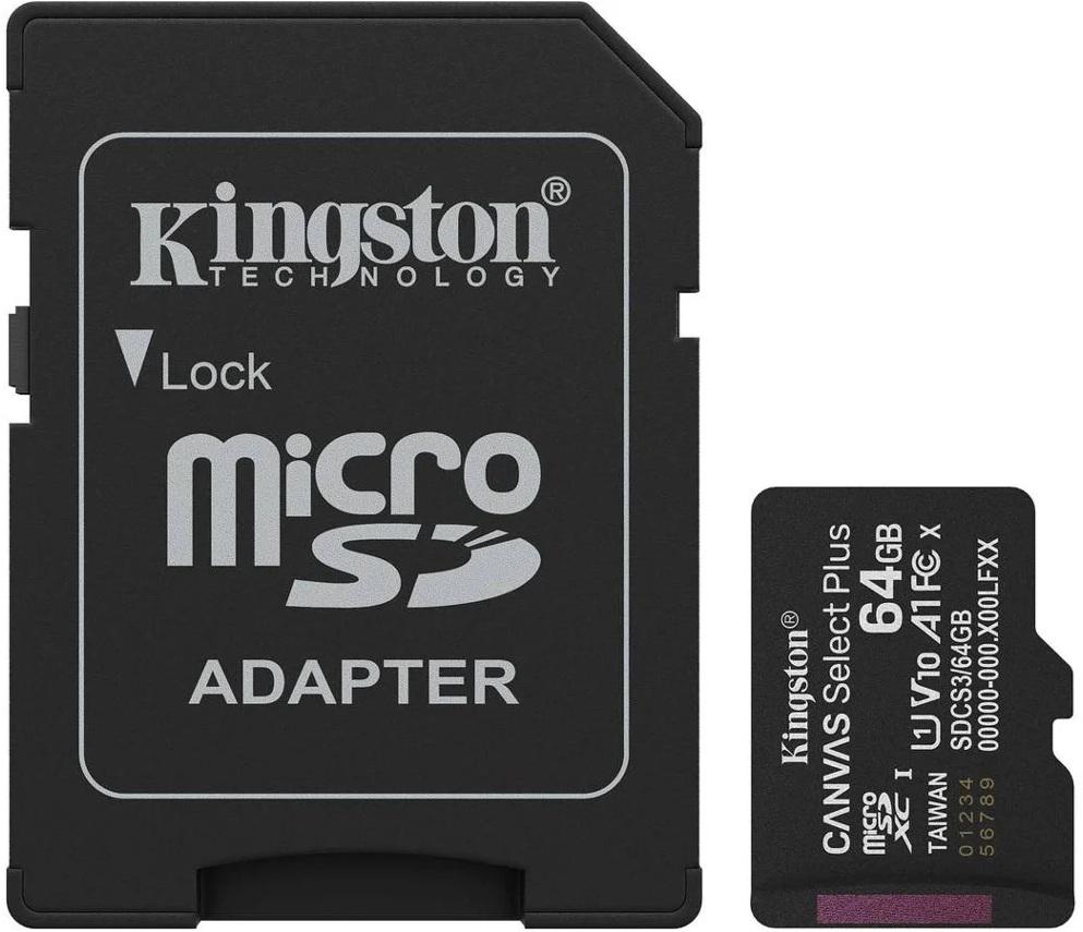 Cartão de Memória Canvas Select Plus Gen3 64GB MicroSDXC UHS - I Classe 10 + Adaptador - KINGSTON