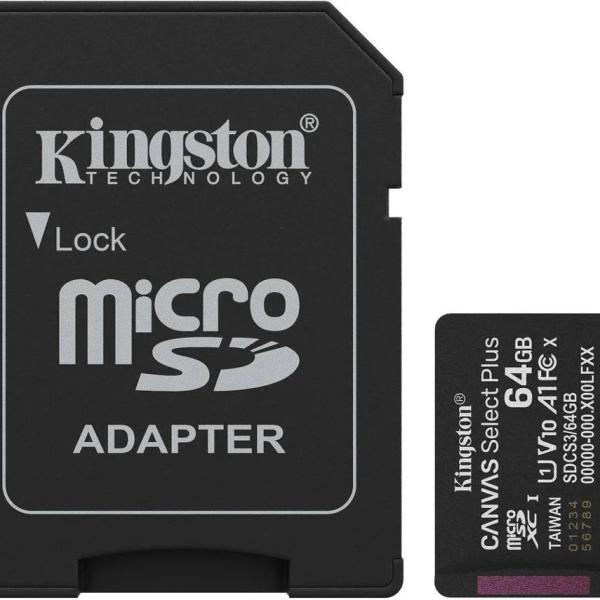 Cartão de Memória Canvas Select Plus Gen3 64GB MicroSDXC UHS - I Classe 10 + Adaptador - KINGSTON
