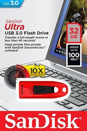 Pen USB Ultra 32GB 3.0 (Vermelho) - SANDISK