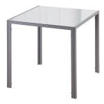 Mesa de Sala de Jantar de Cristal Mesa de Cozinha Quadrada para 4 Pessoas com Pés de Metal 75x75x75cm Cinza