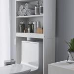 Móvel sobre Sanita Armário para Máquina de Lavar com 2 Portas Prateleiras Abertas e Ajustável 66x23x178 cm Branco