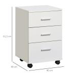 Bloco de Gavetas para Escritório Móvel de Arquivos com 3 Gavetas e Fechadura para Secretária Casa 40x40x61,5 cm Branco