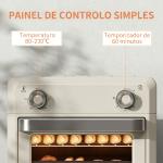 Forno com Fritadeira de Ar 10 L com 2 Manípulos Convecção 360° 80 - 230 °C Temporizador 60 Min Tabuleiro e Cesto