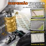 Moto Elétrica Infantil 12V com Música, Velocidade 2,4 - 5 km/h, Rodas Auxiliares, 109,5x60x72,5 cm, Laranja