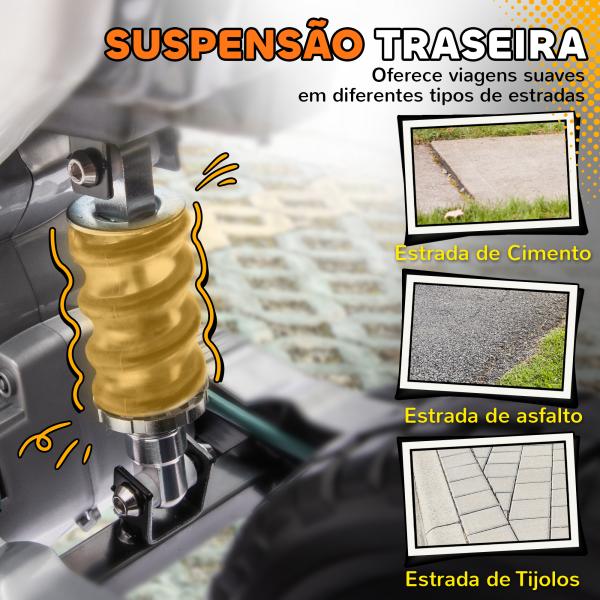 Moto Elétrica Infantil 12V com Música, Velocidade 2,4 - 5 km/h, Rodas Auxiliares, 109,5x60x72,5 cm, Laranja
