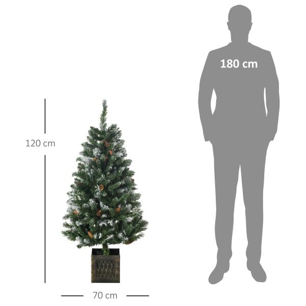 Árvore de Natal Artificial Nevada Altura 120 cm com 328 Ramos e Suporte Metálico Verde