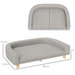 Sofá para Cães Cama Elevada para Cães Estofada com Almofada Lavável e Pés de Madeira de Pinho 98x67x25 cm Cinza