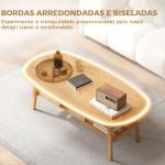 Mesa de Centro de 2 Níveis Moderna com Prateleira Aberta Inferior e Pernas de Madeira de Borracha 120x60x42 cm Madeira